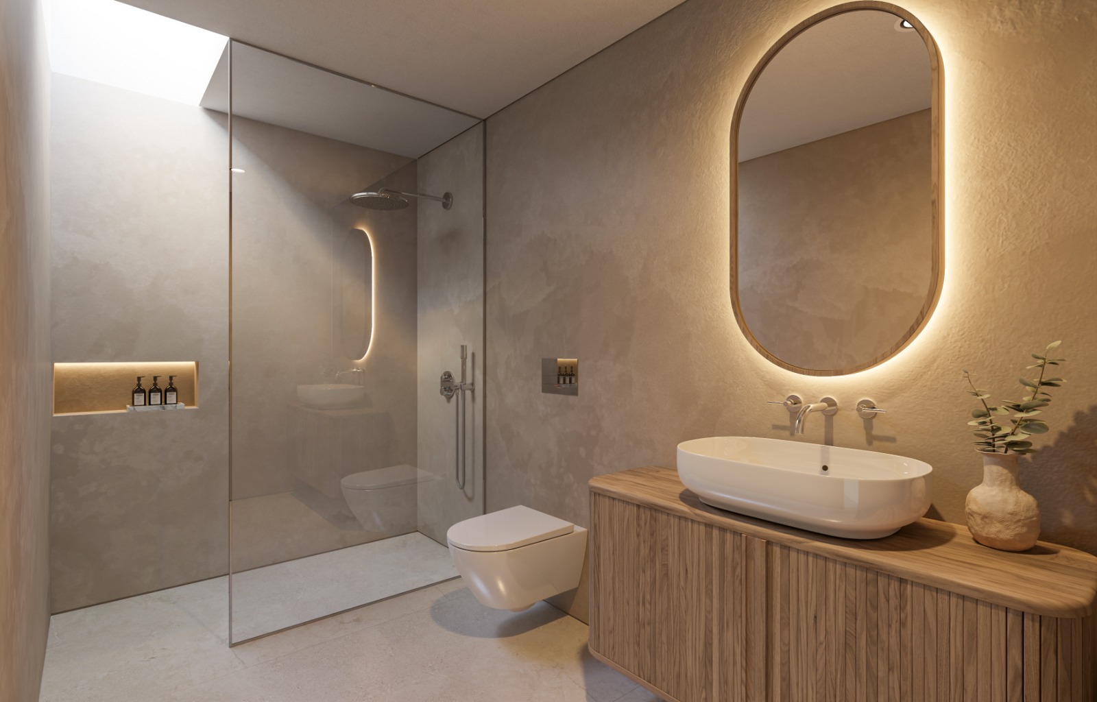 Contemporary bathroom with rain shower