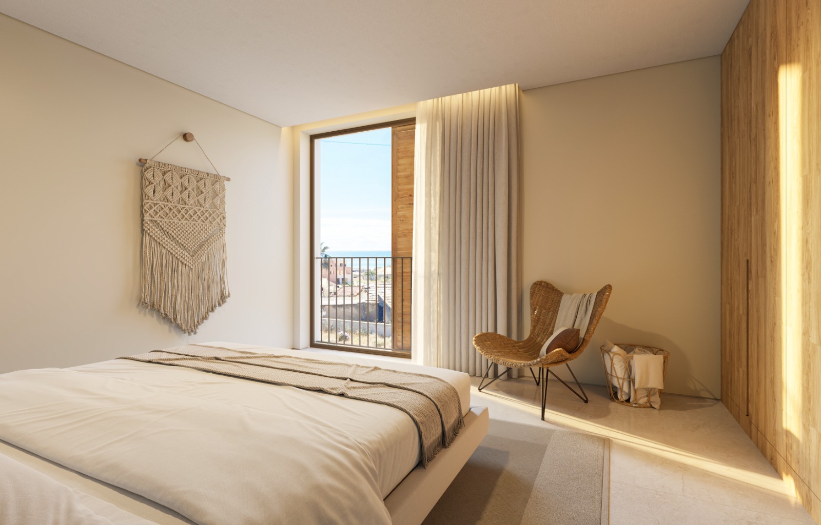 Master bedroom with natural light and views